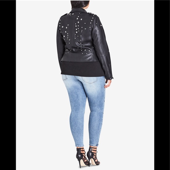 City Chic Moto Faux Leather Jacket - Picture 5 of 6